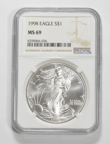 1998 American Silver Eagle MS69 NGC Brown Label