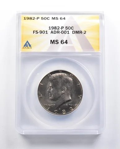 MS64 1982-P Kennedy Half Dollar FS-901 ADR-001 DMR-2 ANACS *9715