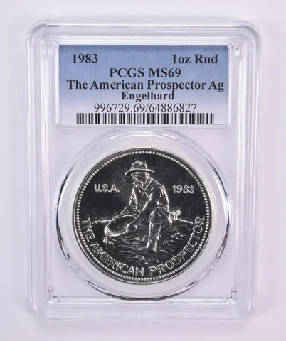 1983 Engelhard Prospector 1 Oz Silver Round MS69 PCGS