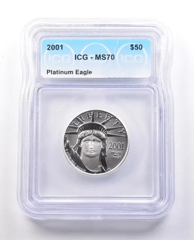 2001 $50 American Platinum Eagle 1/2 Oz Platinum MS70 ICG *0038