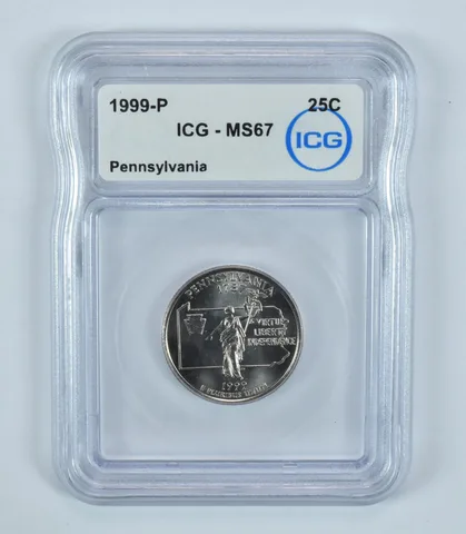 1999-P Washington State Quarter Pennsylvania MS67 ICG