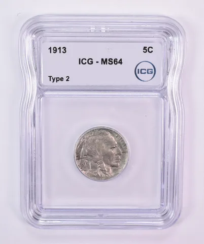 1913 Indian Head Buffalo Nickel Type 2 MS64 ICG