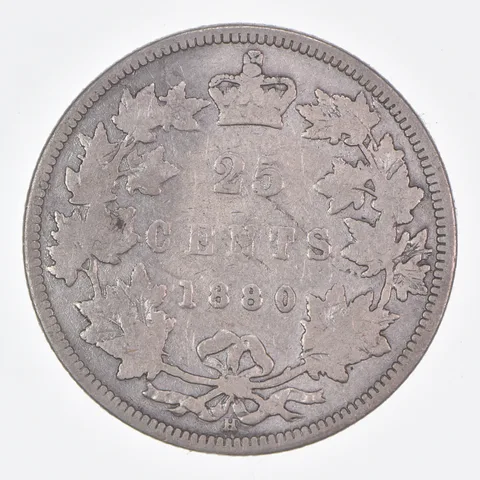 Better Date - 1880 Canada 25 Cents World Coin- Silver *373