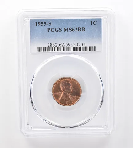 1955-S Lincoln Wheat Cent MS62 RB PCGS Beautiful Tone *2051