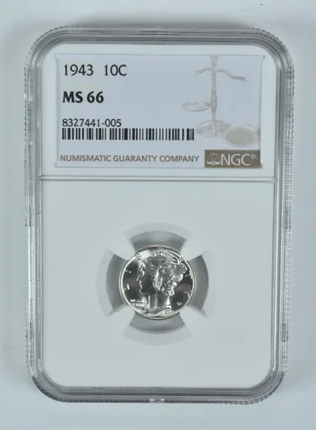 1943 Mercury Dime MS66 NGC Brown Label