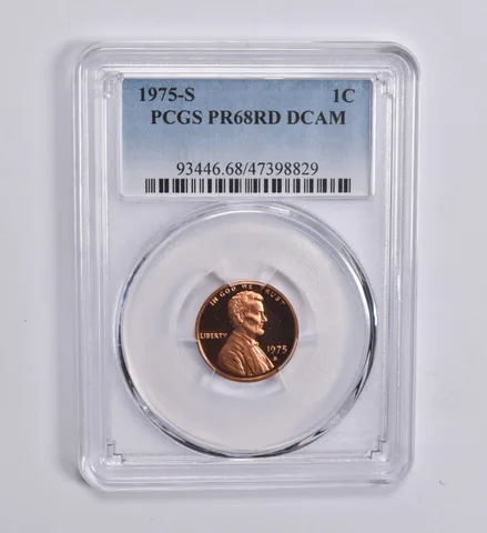 1975-S Lincoln Memorial Cent PR68 RD DCAM PCGS Blue Label