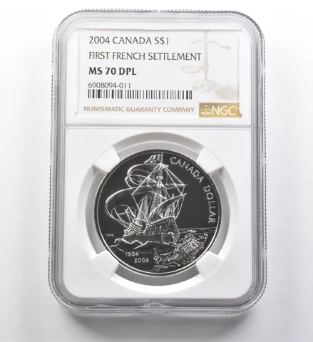2004 Canada Silver Dollar First French Settlement MS70 DPL NGC *8257