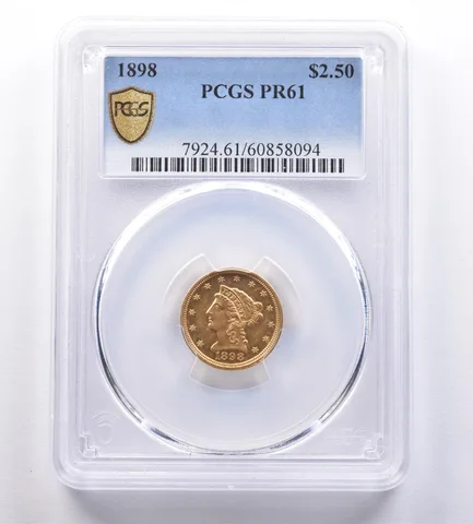 1898 $2.50 Liberty Head Gold Quarter Eagle PR61 PCGS *8868