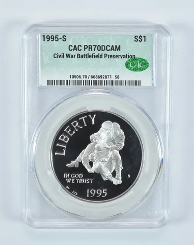 1995-S Civil War Battlefields Commemorative Silver Dollar PR70 DCAM CAC CACg