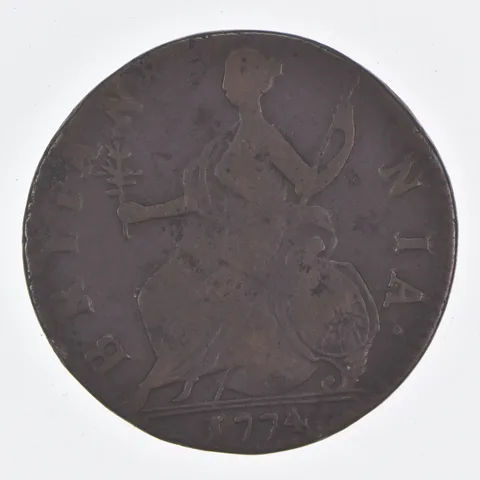 Better Date - 1774 Great Britain ½ Penny World Coin *496