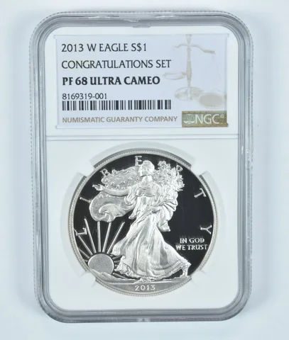 2013-W American Silver Eagle Congratulations Set PF68 UCAM NGC Brown Label