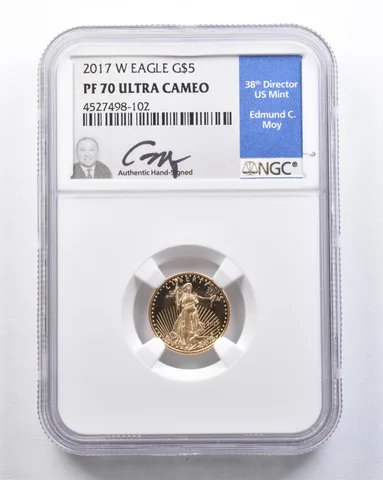 2017-W $5 American Gold Eagle Moy 1/10 Oz Gold PF70 UCAM NGC *2109
