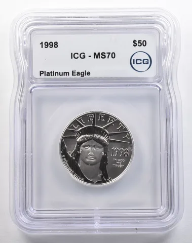 1998 $50 American Platinum Eagle 1/2 Oz MS70 ICG