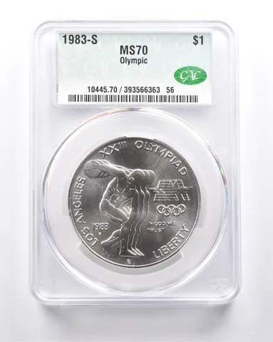 MS70 1983-S Olympic Discus Commemorative Dollar CAC CACG *6266