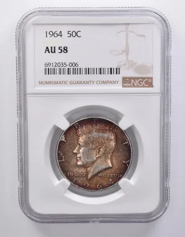 1964 Kennedy Half Dollar AU58 NGC Beautiful Tone *7181
