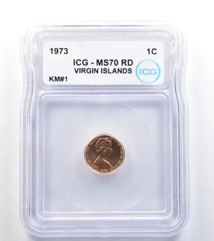 1973 Virgin Islands 1 Cent KM#1 MS70 RD ICG *7980