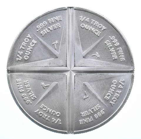 VINTAGE Art Bar/Round American Prospector 1 Oz. .999 Silver One Troy Ounce *806