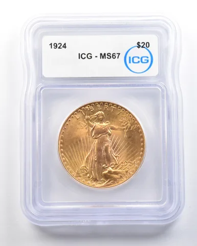 1924 $20 Saint Gaudens Gold Double Eagle MS67 ICG a0694