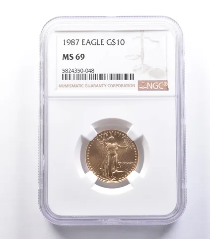 1987 $10 American Gold Eagle 1/4 Oz Gold MS69 NGC *8804