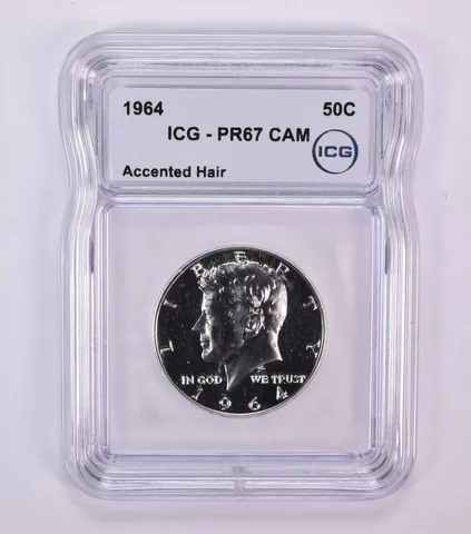 1964 Kennedy Half Dollar Accented Hair PR67 CAM ICG