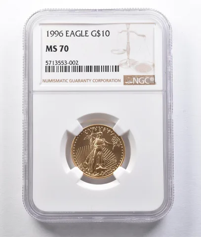 1996 $10 American Gold Eagle 1/4 Oz Gold MS70 NGC *2944