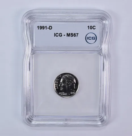 1991-D Roosevelt Dime MS67 ICG