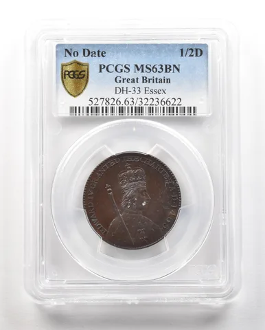 ND Great Britain 1/2 Penny DH-33 Essex MS63 BN PCGS *4833