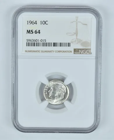 MS64 1964 Roosevelt Dime - Graded NGC Toned! a9061