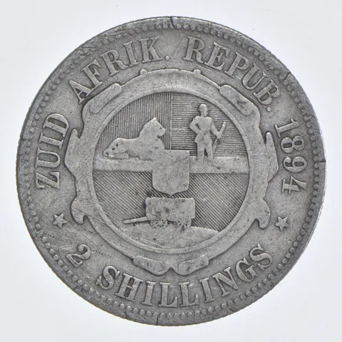 SILVER - WORLD Coin - 1894 South Africa 2 Shillings - World Silver Coin *804