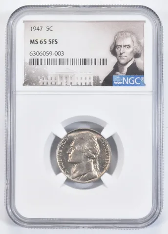 1947 Jefferson Nickel MS65 5FS NGC Special Label