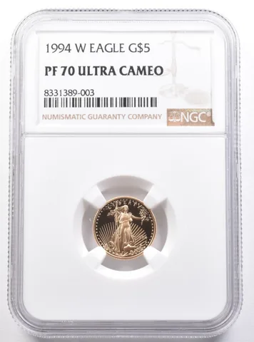1994-W $5 American Gold Eagle 1/10 Oz Gold PF70 UCAM NGC