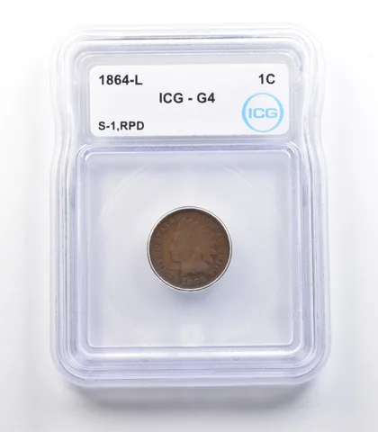 1864 L Indian Head Cent Mint Error S-1 RPD G4 ICG *2270