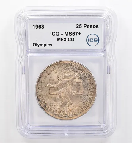 1968 Mo Mexico 25 Pesos Olympics MS67+ ICG Beautiful Tone *9502