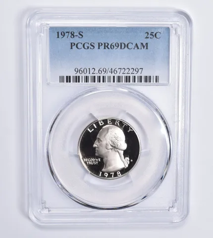 1978-S Washington Quarter 25c PR69 DCAM PCGS Blue Lbl