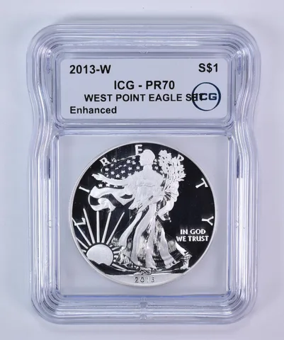 2013-W American Silver Eagle West Point Eagle Set Enhanced PR70 ICG