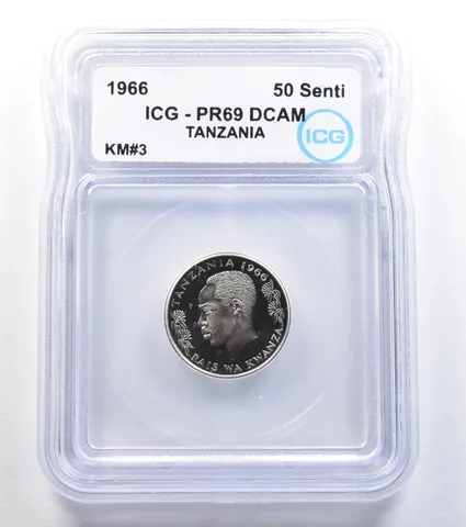 1966 Tanzania 50 Senti KM#3 PR69 DCAM ICG *8022
