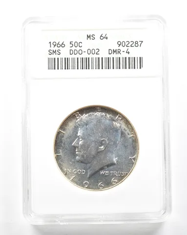 1966 Kennedy Half Dollar SMS DDO-002 DMR-4 MS64 ANACS *2036