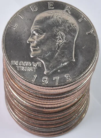 (20) 1973-D BU/Unc Eisenhower Ike Dollar Clad Roll Lot