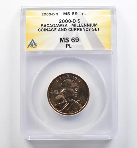2000-D Sacagawea $1 Coin & Currency Set MS69 PL ANACS *9060