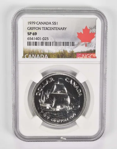 1979 Canada $1 Silver Dollar Griffon Tercentenary SP69 NGC Canada Lbl