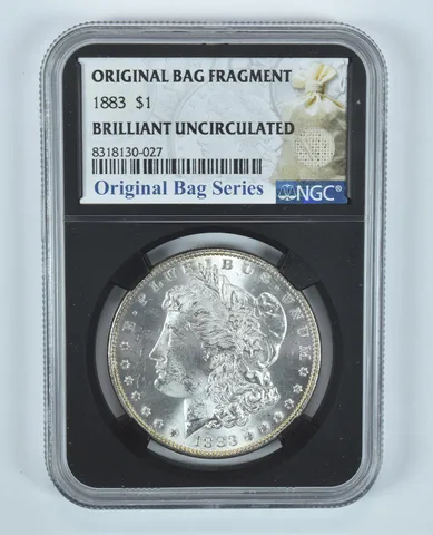 1883 Morgan Silver Dollar Original Bag Fragment BU NGC