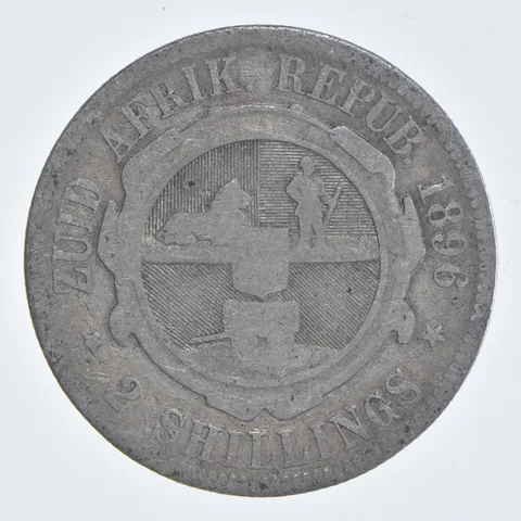 SILVER - WORLD Coin - 1896 South Africa 2 Shillings - World Silver Coin *844