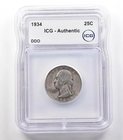 1934 Washington Quarter Mint Error DDO Authentic ICG *2438