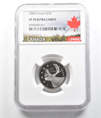 2008 Canada 25 Cents Silver PF70 UCAM NGC Canada Label