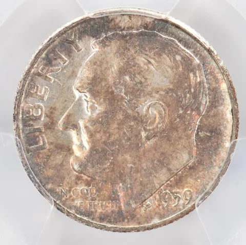1959 Roosevelt Dime AU58 PCGS Beautiful Tone *0886