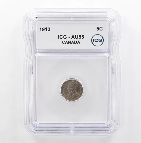 1913 Canada 5 Cents AU55 ICG Beautiful Tone *5352