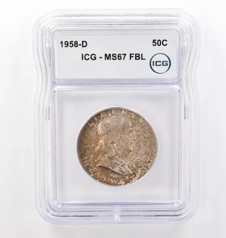 1958-D Franklin Half Dollar MS67 FBL ICG Beautiful Tone *6203