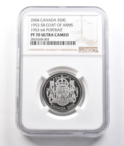 2004 Canada 50 Cents Silver 1953-58 Coat Of Arms 1963-64 Portrait PF70 NGC *3815