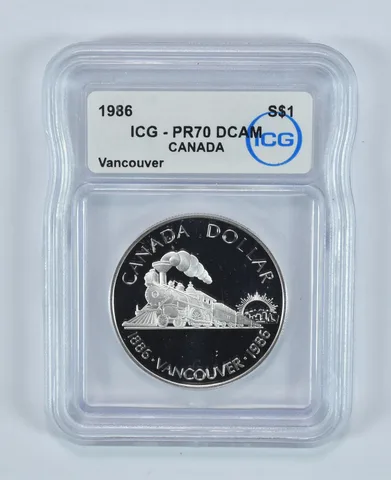 1986 Canada Silver Dollar Vancouver PR70 DCAM ICG
