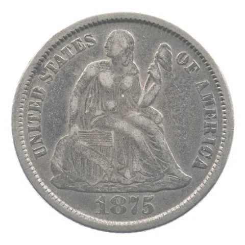 1875 Seated Liberty Dime Love Token C M B Victorian *4519